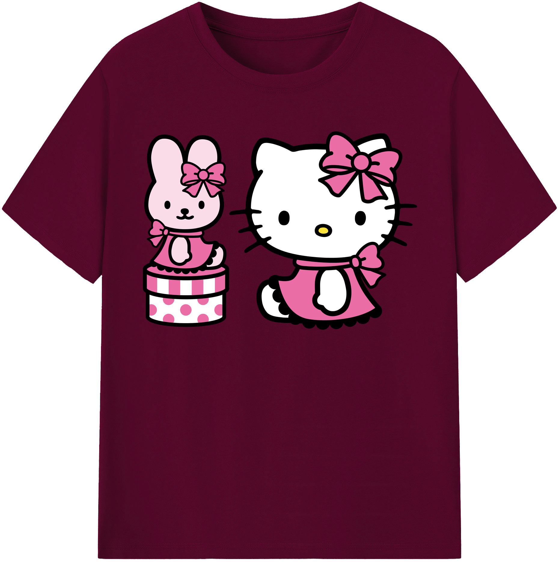 （画像用） Hello Kitty ハローキティ レディースカジュアルプリントTシャツ（綿100％）